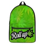 Marijuana Leaf Pattern Roll Up Neon Green Cool Backpack