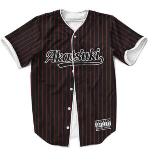 Akatsuki Team Pinstripe Pattern Red & Black MLB Baseball Shirt