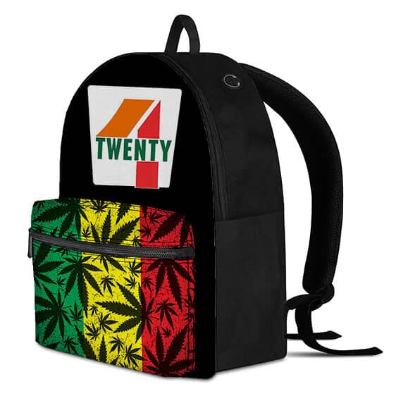 Black Four Twenty 7-Eleven Rastafarian Weed Pattern Backpack