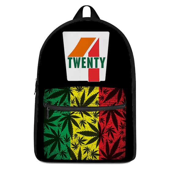 Black Four Twenty 7-Eleven Rastafarian Weed Pattern Backpack