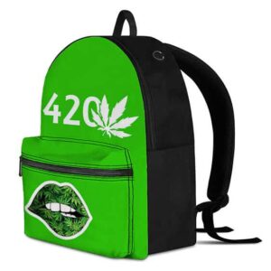 Cannabis 420 Feeling High Lip Bite Awesome Weed Backpack