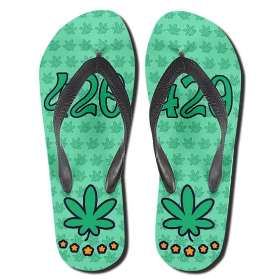 Cannabis Happy High Time 420 Dope Flip Flops Slippers