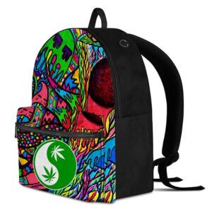 Colorful and Trippy Weed Yinyang Symbol Amazing Backpack