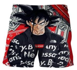 Dragon Ball Z Black Jacket Fashion Supreme Son Goku Red Beach Shorts