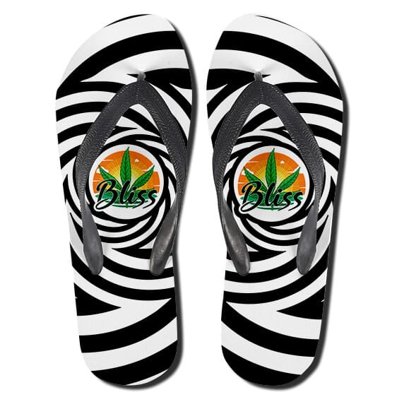Marijuana Leaf Bliss Black And White Awesome Thong Sandals