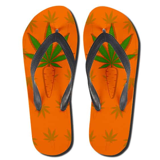 Cannabis Leaf Carrot Strain Design Orange Flip Flops