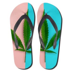 Dope Cannabis Hybrid Strain Leaf Minimalist Flip Flops