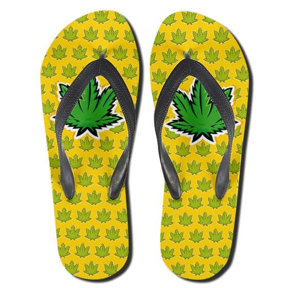 Marijuana Indica Strain Yellow 420 Flip Flops Sandals