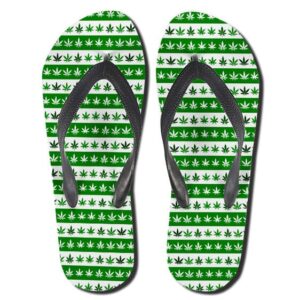 Marijuana Pattern White And Green Weed Flip Flops Sandals