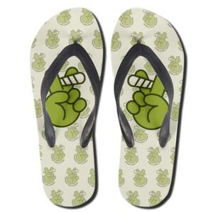 Peace Hand Sign Smoking Weed Pattern Flip Flops Sandals