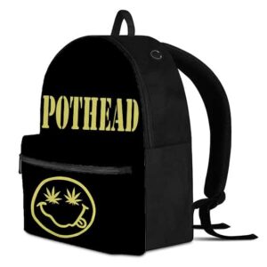 Pothead Marijuana Leaf Smiley Cool Awesome Black Backpack