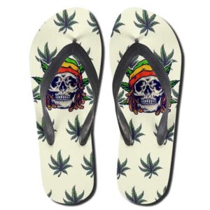 Rastafarian Skull Cannabis Weed Flip Flops Slippers