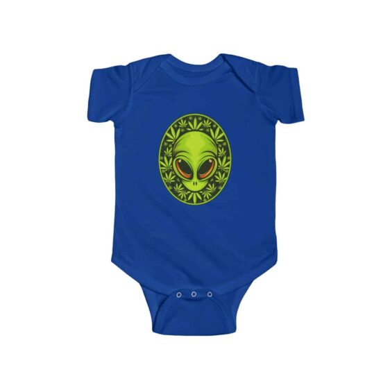 Stoned Alien Head With 420 Cannabis Leaves Cool Infant Onesie