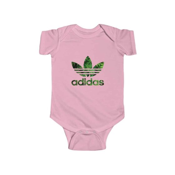 Green Leafy 420 Weed Adidas Logo Cool Marijuana Baby Onesie
