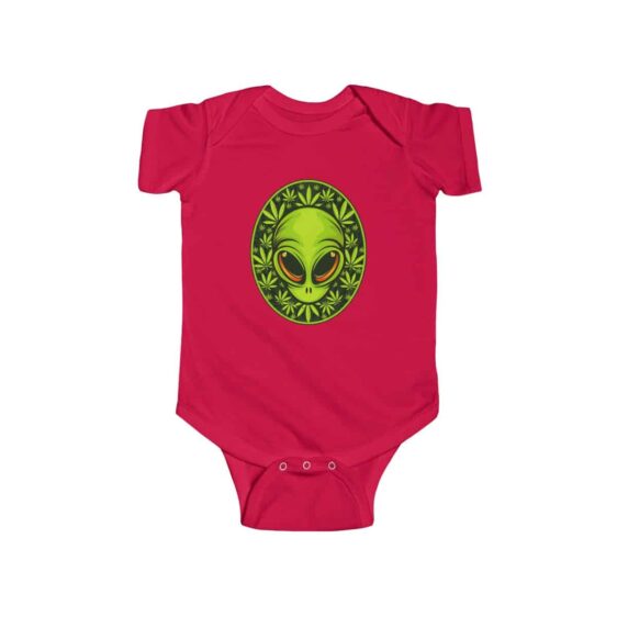 Stoned Alien Head With 420 Cannabis Leaves Cool Infant Onesie