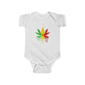 Rastafari Colored Marijuana Leaf Drip Dope 420 Baby Onesie