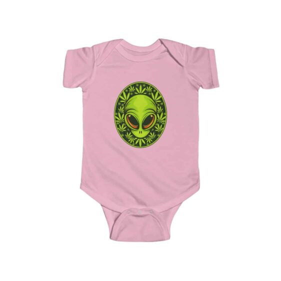 Stoned Alien Head With 420 Cannabis Leaves Cool Infant Onesie