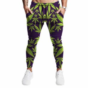 Awesome Cannabis Weed Leaves Pattern Purple 420 Joggers
