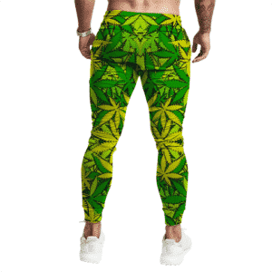 Cannabis Sativa Hemp Pattern Neon Green Weed Jogger Pants