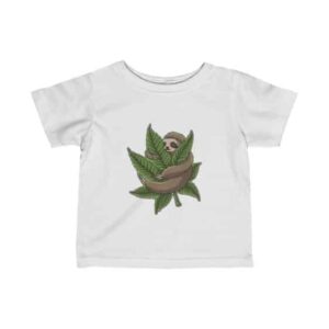 Chill Sloth Hugging Marijuana Leaf 420 Weed Baby T-shirt