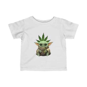 Cute Baby Yoda Holding Bong and Smoking Weed Newborn Tees
