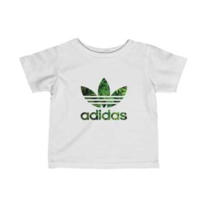 Green Leafy 420 Weed Adidas Logo Marijuana Baby Tees