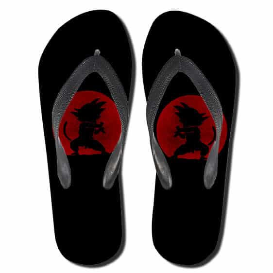 Kid Goku Kamehameha Red Moon Silhouette Black Thong Sandals