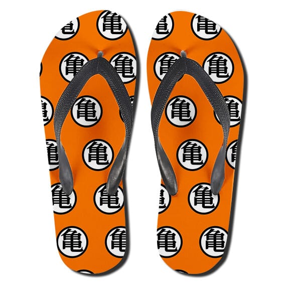 Master Roshi Kanji Symbol Pattern Orange Thong Sandals