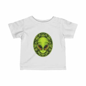 Stoned Alien Head With Cannabis Leaves Cool Baby Shirt