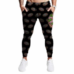 Trippy Eye Donut Weed Overall Print Stylish Jogger Pants