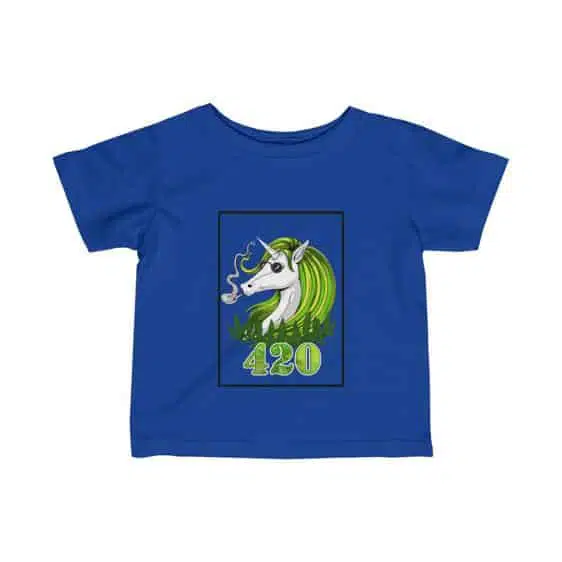 Trippy Unicorn Smoking Cannabis Blunt Dope Infant Tees