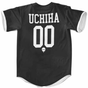 Team Uchiha Minimalist Crest Design Black Baseball Uniform