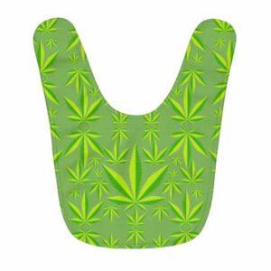 Dope Marijuana Leaf Minimalistic Green Pattern Baby Bib