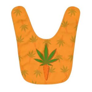 Minimalistic Carrot And Weed Leaf Pattern Orange Baby Bib