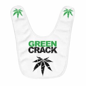 The Green Crack Cannabis Leaf Logo White Baby Bib