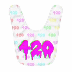 Trippy Drippy Art 420 Weed Logo Vibrant Colors Baby Bib