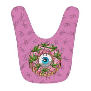 Trippy Weed Doughnut Eye Artwork Dope Pink Baby Apron