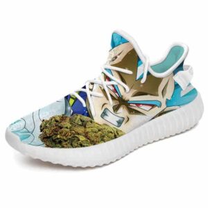 Vegeta SSJ Blue Holding Nug Stoner Weed Yeezy Sneakers