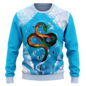 Dragon Ball Z Majestic Dragon Shenron Blue Wool Sweater