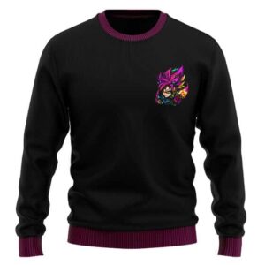 DBZ Pink Rose Goku Black Logo Artwork Wool Sweater