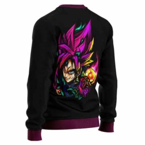 DBZ Pink Rose Goku Black Logo Artwork Wool Sweater