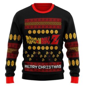Cool Dragon Ball Z Logo Ugly Christmas Black Wool Sweater