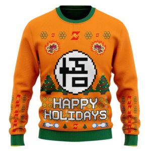 DBZ Goku Kanji Logo Happy Holidays Ugly Christmas Sweater