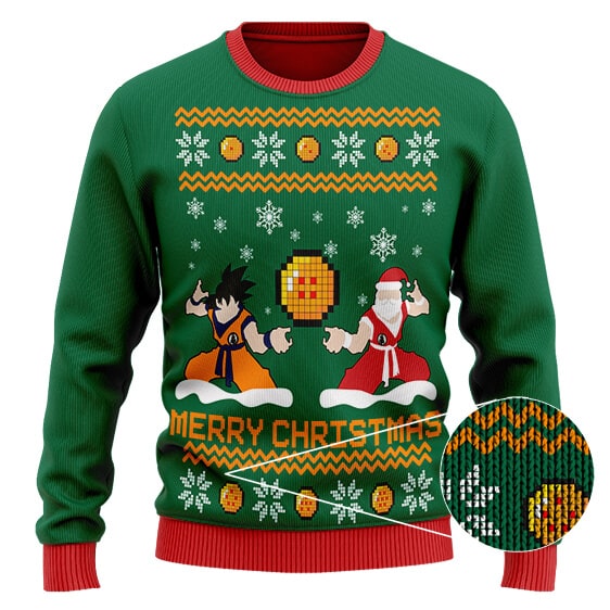 Son Goku With Santa DBZ Ugly Christmas Wool Sweatshirt