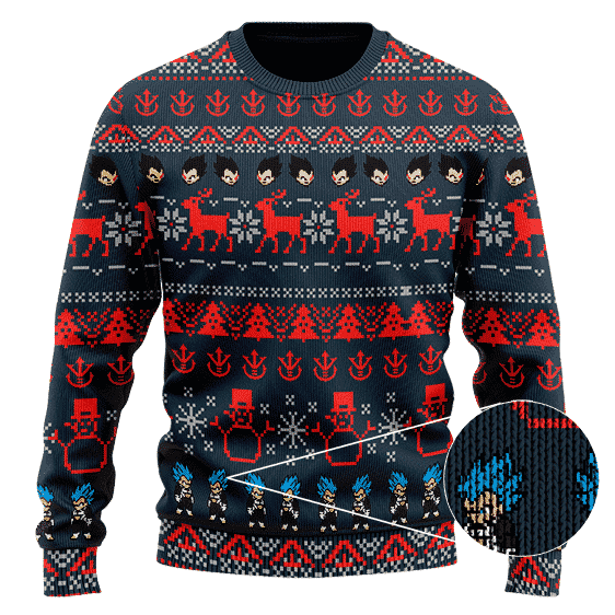 DBZ Vegeta Saiyan Pattern Ugly Christmas Wool Sweater