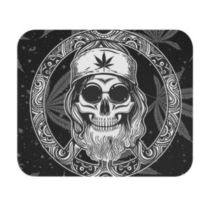 Awesome Hippie Skull Symbol Black Cannabis Mouse Pad