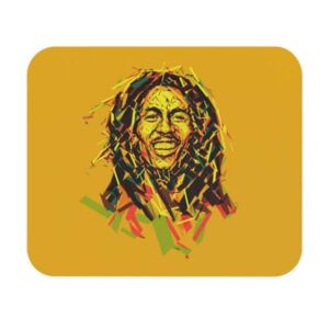 Bob Marley Geometric Portrait Yellow Non-Slip Mouse Pad