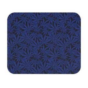 Cannabis Weed Leaves Navy Blue Pattern Non-Slip Mouse Pad