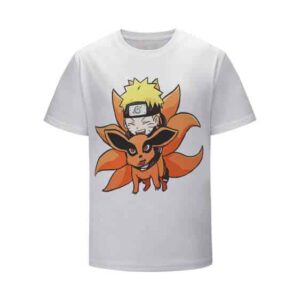 Chibi Naruto and Kurama Tailed Beast Adorable Kids T-Shirt