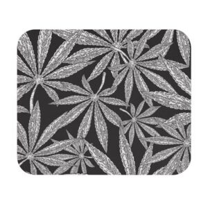 Elegant Mary Jane Leaves Black And White Weed Mouse Pad